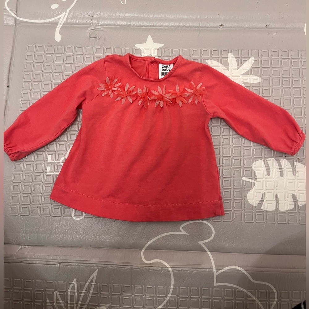 Zara Baby Long-Sleeve Top with Floral Appliqué